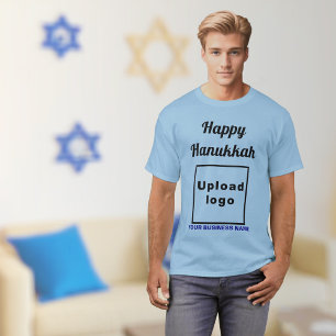 Business Hanukkah saludo en camiseta azul claro