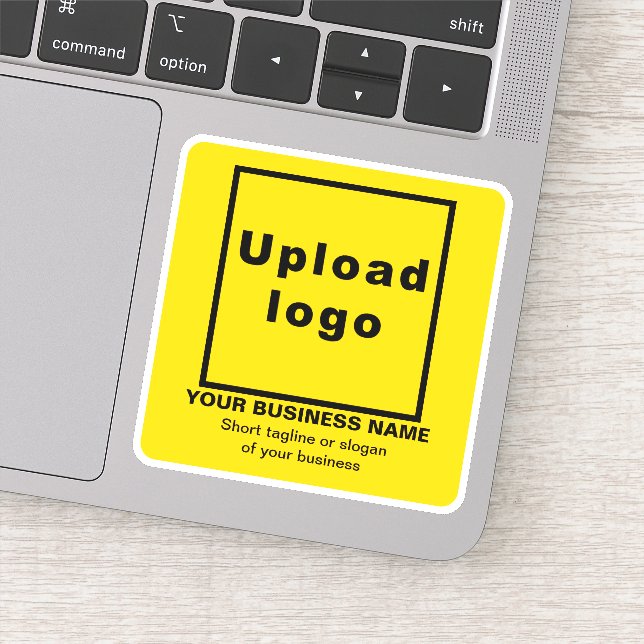 Business Tagline on Yellow Square Vinyl Pegatina (Detalle)