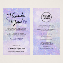 Business Thank You Discount Card Glitter Bokeh