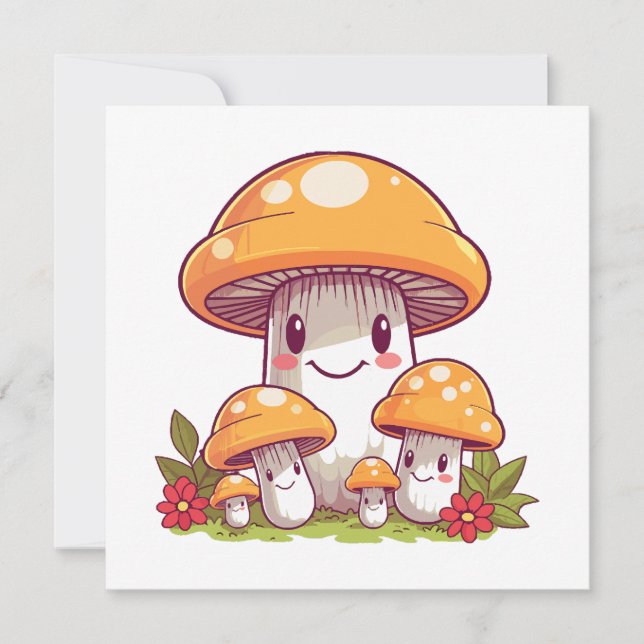 Búsqueda de champiñones, estilo kawaii feliz (Anverso)