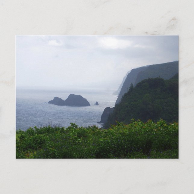 Búsqueda en el valle de Pololu, Hawaii, postal (Anverso)
