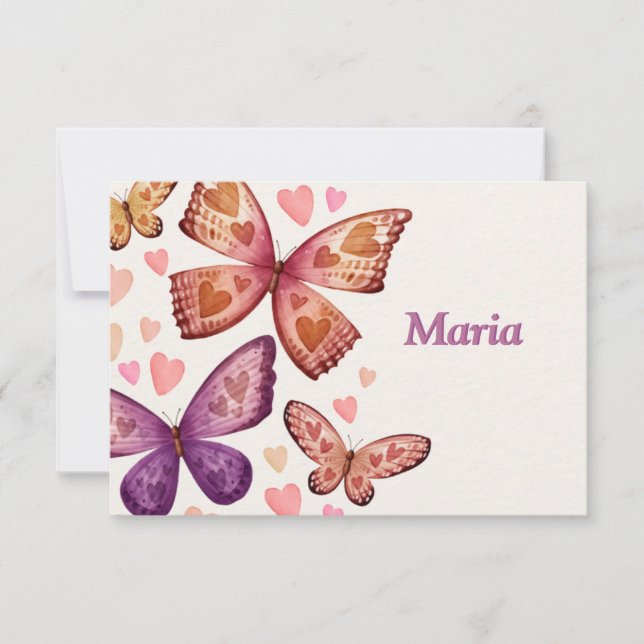 Butflies y la tarjeta de agradecimiento de amor (Anverso)