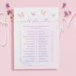 Butfly Bridal Shower Prefiere Tarjeta De Juego