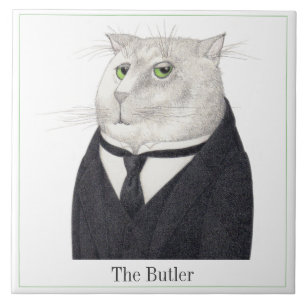 BUTLER CAT Baldosa Cerámica Cuadrada de 6" + Texto