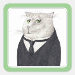 BUTLER CAT Pequeños Pegatinas cuadrados