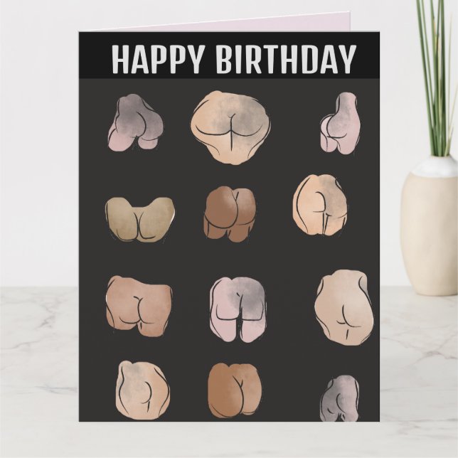 BUTT MAN FUNNY FRIENE BIRTHDAYHIM Tarjeta De Salud (Anverso)