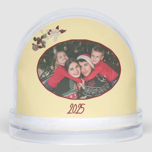 Butter Yellow & Deep Red Floral Photo Christmas (Anverso)