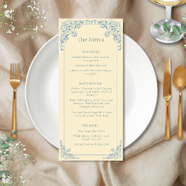Butter Yellow Dusty Blue Elegant Wedding Menú