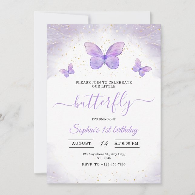 Butterflies Chicas de la invitación por el primer  (Anverso)