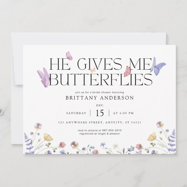 Butterflies Invitación a la ducha de la novia (Anverso)