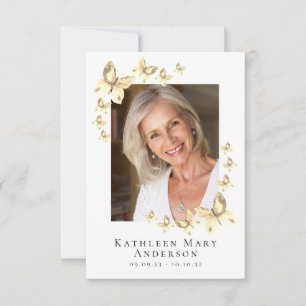 Butterflies Photo Funeral Memorial Tarjeta de orac