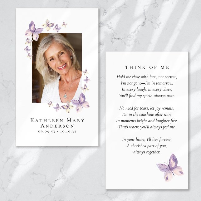 Butterflies Photo Funeral Memorial Tarjeta de orac (Subido por el creador)