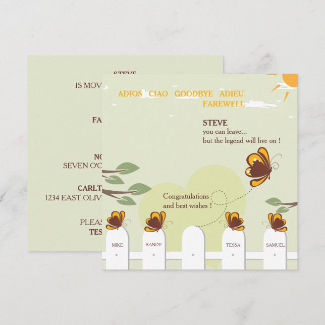 Butterflies sincera invitación a la fiesta de desp (Anverso / Reverso)