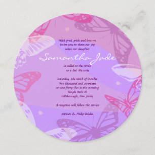 BUTTERFLIES & STARS Round Bat Mitzvah Invitación