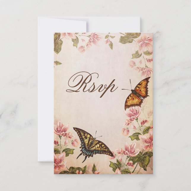 Butterflies & Vintage Almond Blossom RSVP (Anverso)
