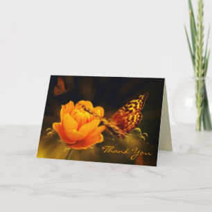 Butterflies y tarjeta de agradecimiento al Rosa