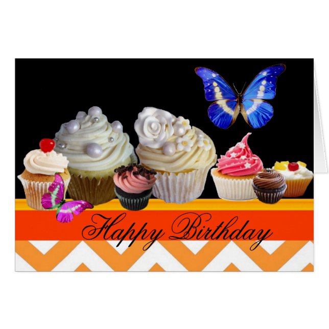 BUTTERFLIES YUMMY CUPCAKES BIRTHDAY PARTY Chevron (Anverso (Horizontal))
