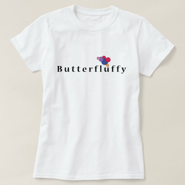 Butterfluffy: Camiseta de ave amorosa de la comida (Diseño del anverso)