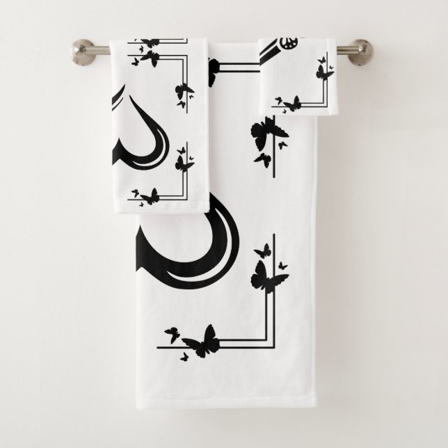 "Butterfly & Heart" Bath Towell Set (In situ)