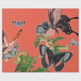 BUTTERLIES DE Papel Y ROJO JAPONÉS