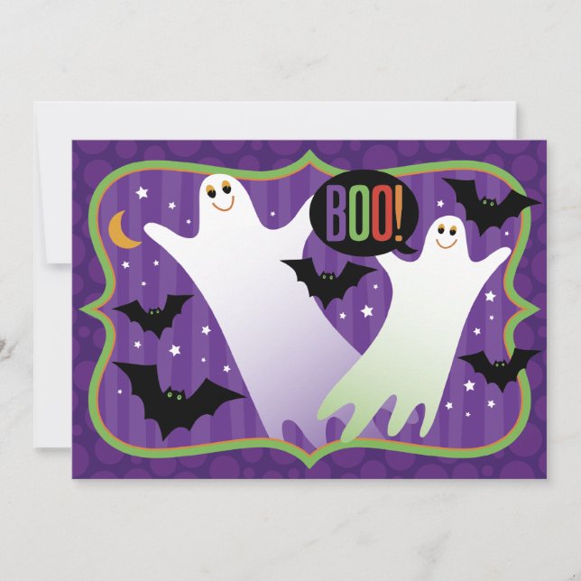 ¡Buuu! Invitación de fiesta de Halloween de fantas (Anverso)