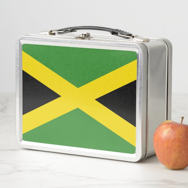 Buzón inoxidable metalizado con bandera de Jamaica (In situ)