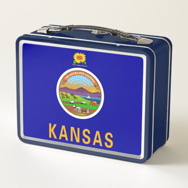 Buzón inoxidable metalizado con bandera de Kansas (Reverso)