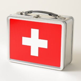 Buzón inoxidable metalizado con bandera de Suiza