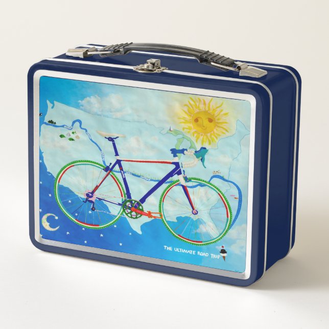 Buzón Metalizado del viaje en bicicleta de EE.UU. (Anverso)