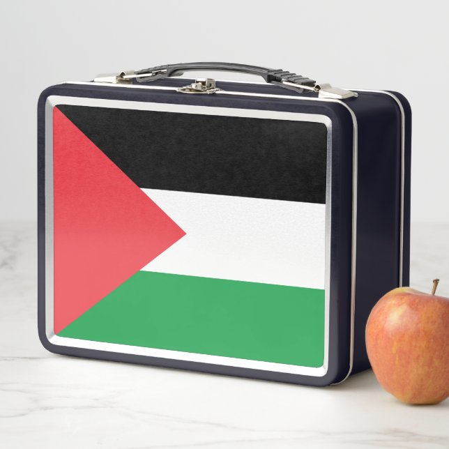 Buzón metalizado inoxidable con bandera palestina (In situ)