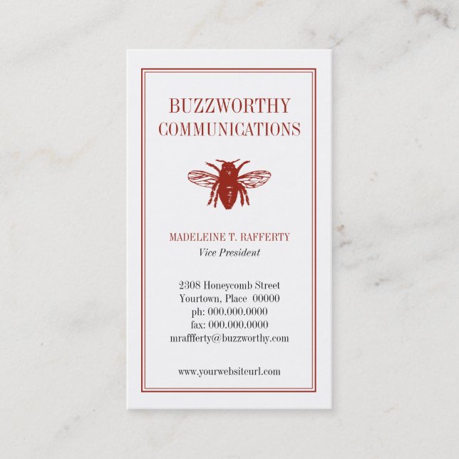 Buzzworthy, tarjeta de visita (Anverso)