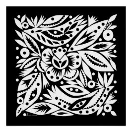 BW Bird Art Recorte Poster - Imagen Negativa