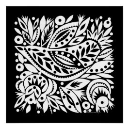 BW Bird Art Recorte Poster - Imagen Negativa