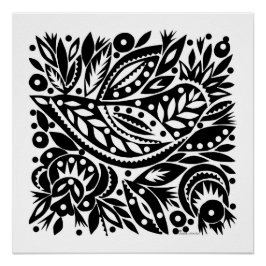 BW Bird Art Recortes Poster - Imagen positiva
