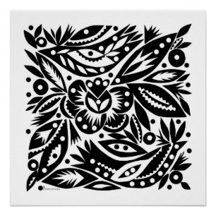 BW Bird Art Recortes Poster - Imagen positiva