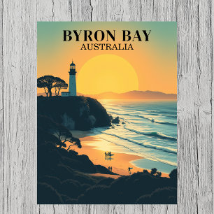 Byron Bay Australia Tarjeta Postal Retro Faro
