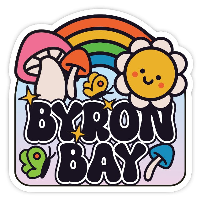 Byron Bay, Pegatina de NSW Australia (Byron Bay NSW Australia Groovy Hippy Sticker)