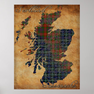 C18.ª Poster de Arte Mapa de Escocia y Sassenachs