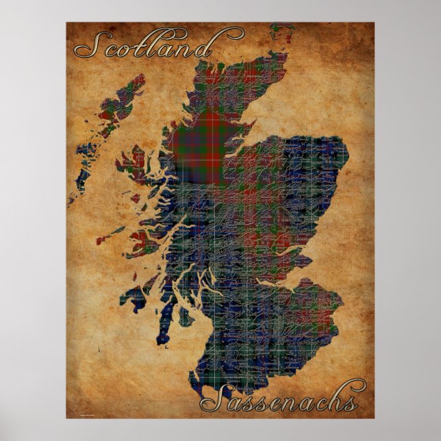 C18.ª Poster de Arte Mapa de Escocia y Sassenachs (Frente)