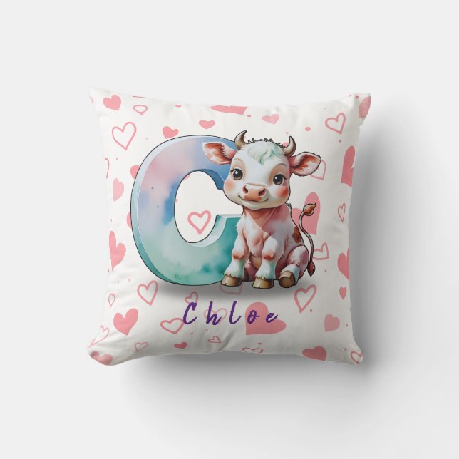 C es para Vaca - Almohada Personalizada para Bebé  (Anverso)