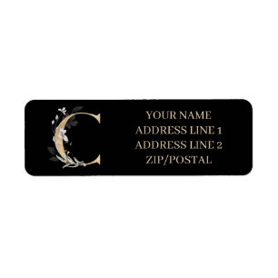 C Etiqueta personalizada de floral monograma