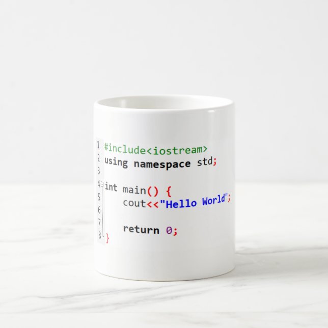 C++ Hola taza de café del mundo (Centro)