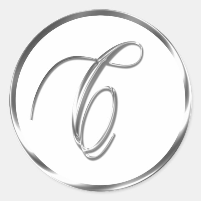 C Monograma Sobre Plata Faux O Sello Favorito (Anverso)
