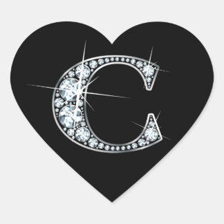 "C" Sondeo de diamantes sobre Pegatina de corazón 