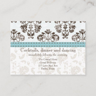 Ca de la recepción de la boda Damask azul y marrón