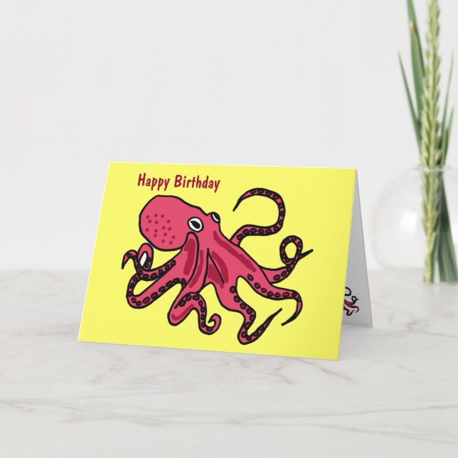 CA- Tarjeta de cumpleaños del Personalizado Octopu (Anverso)