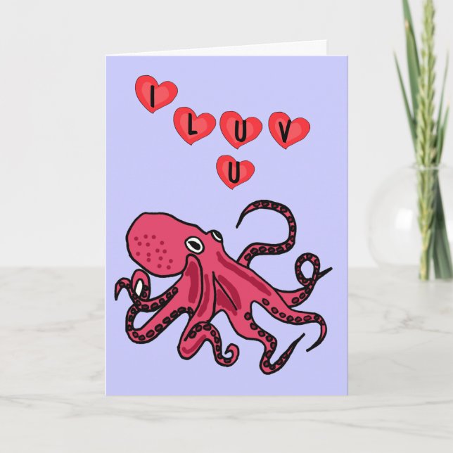 CA tarjeta linda del amor del pulpo (Anverso)