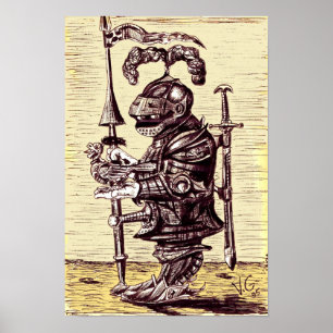 Caballero con poster de arte de paloma