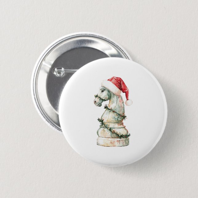 Caballero de Ajedrez de Navidad Pin Botón – Che Ac (Anverso y reverso)