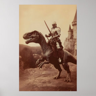 Caballero Dinosaurio Arte Impreso Gótico Paladín J